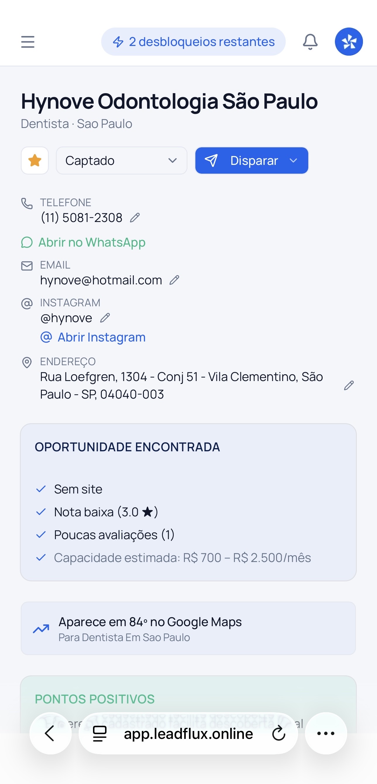 Diagnóstico da oportunidade encontrada