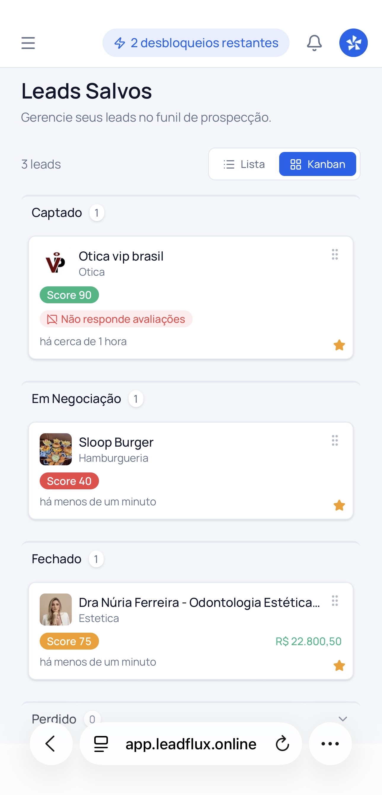 Leads no funil de prospecção