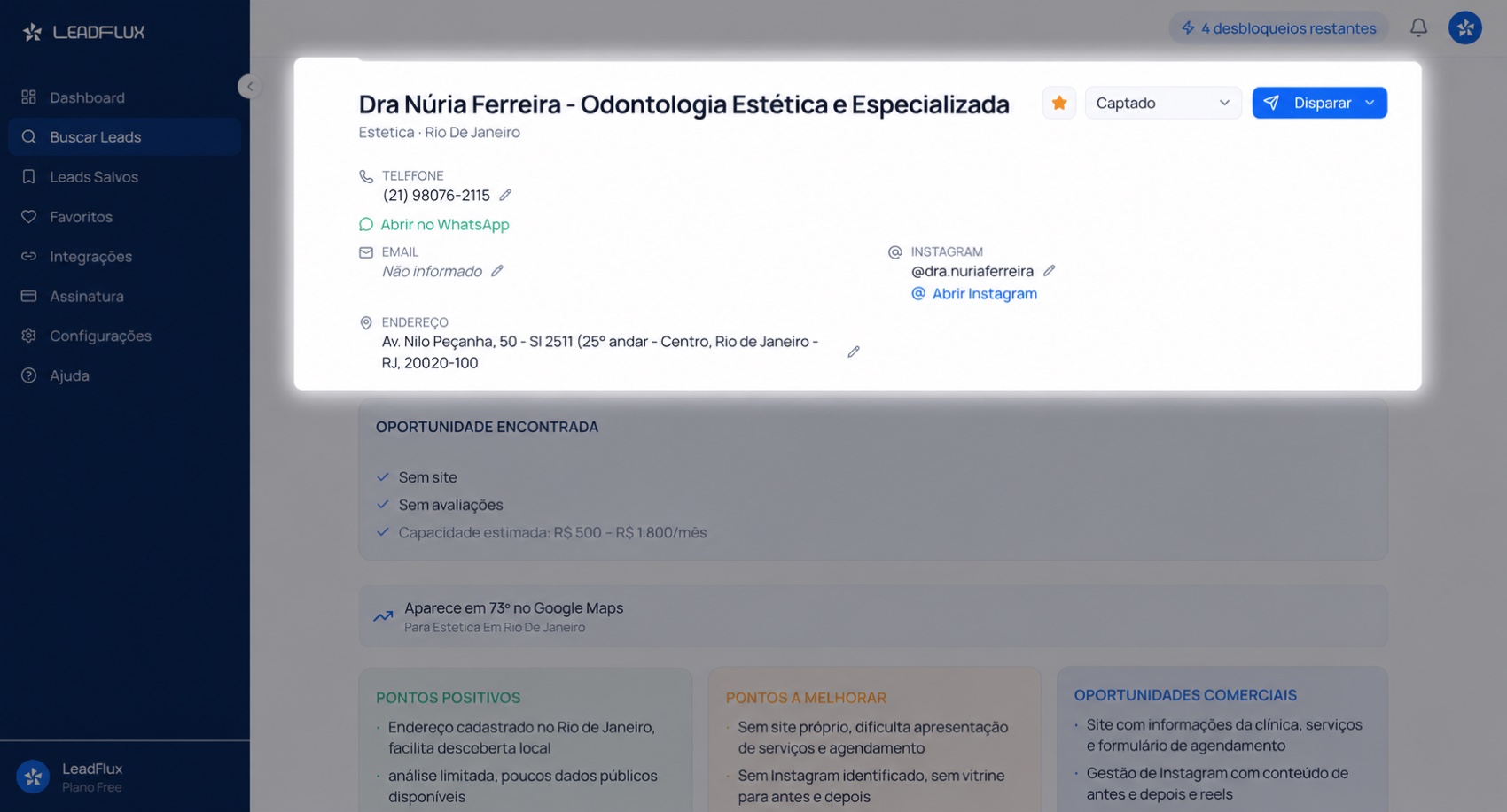 Diagnóstico completo do lead